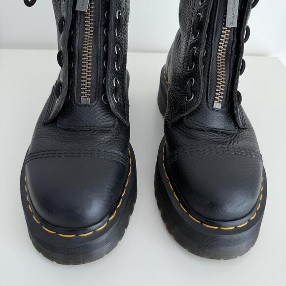 Dr. Martens Sinclair Boots Womens 9 Black Platform Zip Combat Pebbled Leather - Picture 8 of 11